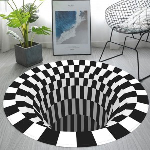 Dizzy carpet stereo 3d visual vortex illusion trap black and white grid pet dog artifact dizzy floor mat