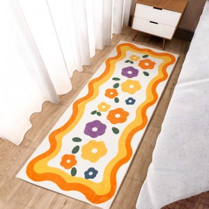 Flower pattern long carpet bedside blanket pastoral home decoration thickened foot pad