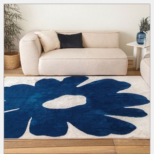 Modern minimalist abstract flower imitation cashmere carpet floor mat bedside rug