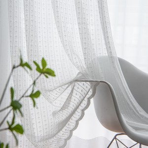 Lace Window Screen Pastoral White Finished Screen Curtain Floral Embroidered Curtain