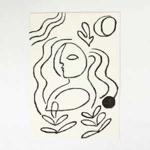 Imitation cashmere scribe carpet thickened black and white modern doodle floor mat washable rug