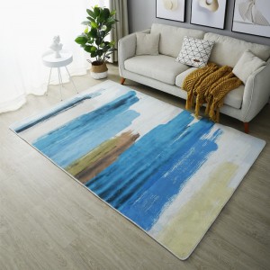 Modern minimalist living room full of large area carpet mat