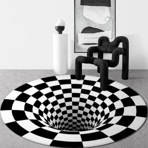 Dizzy carpet stereo 3d visual vortex illusion trap black and white grid pet dog artifact dizzy floor mat