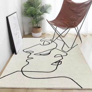Imitation cashmere scribe carpet thickened black and white modern doodle floor mat washable rug