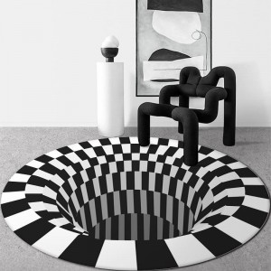 Dizzy carpet stereo 3d visual vortex illusion trap black and white grid pet dog artifact dizzy floor mat