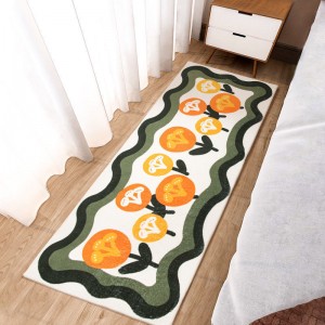 Flower pattern long carpet bedside blanket pastoral home decoration thickened foot pad
