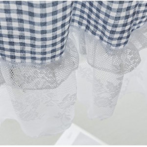 Punch-free kitchen curtain lace coffee curtain wear rod half curtain short curtain pastoral fresh