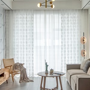 Small Floral Window Screens Pastoral American White Floral Transparent Lace Curtains