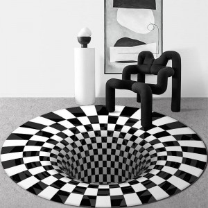 Dizzy carpet stereo 3d visual vortex illusion trap black and white grid pet dog artifact dizzy floor mat
