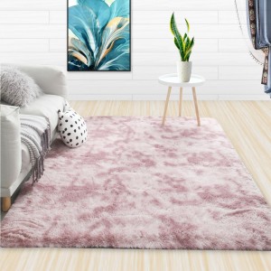 Modern tie-dye carpet long wool Nordic style rectangular bedroom bedside floor mat