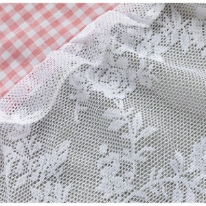 Punch-free kitchen curtain lace coffee curtain wear rod half curtain short curtain pastoral fresh