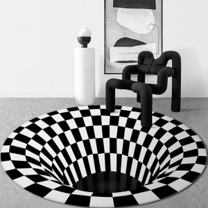 Dizzy carpet stereo 3d visual vortex illusion trap black and white grid pet dog artifact dizzy floor mat