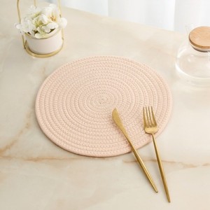 Handmade Cotton Woven Placemats Round Insulation Pads Place Mats Dining Table