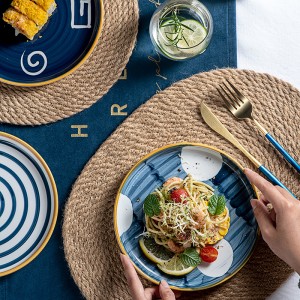 Rattan Cup Coasters Dining Table Mat Heat resistant Holder Hand Woven jute Flax oval Wicker Drink Coaster cotton linen Placemats
