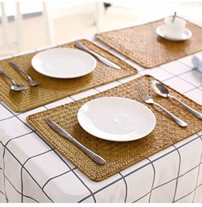 Wholesale Pack of 4 Natural Seagrass Place Mat 17 x 12 Hand-Woven Rectangular Rattan Placemats 430mm x300mm from Viet Nam
