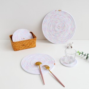 Handmade Cotton Woven Placemats Round Insulation Pads Place Mats Dining Table