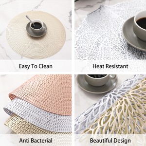 Manufactures PVC Hollow Placemat Gold Flowers Heat Insulation Place Mat Table Mats Sets Household Hotel