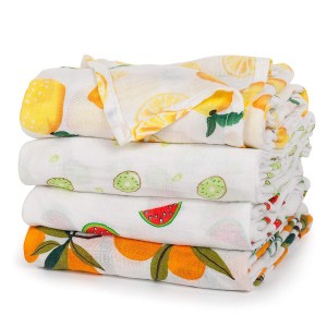 Wholesale 100% Organic Cotton Printed Newborn Fabric Wrap Blanket 4747 Baby Nursery Muslin Swaddle Blanket