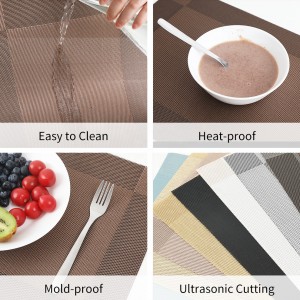 Household Heat Insulation Washable Vinyl Woven Crossweave Placemat PVC Table Mat Place Mat Set