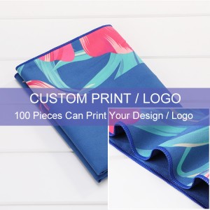Custom Printed Logo Microfiber Towel Super Absorbent Dry Fast Soft Lightweight Sand Free Beach Towel