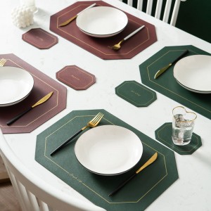 Cheap place mat Custom color Octagonal placemat leather table place mats