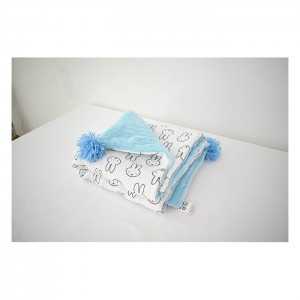 Double layer muslin and stripped plush blanket with balls baby blanket toddler hot selling The most popular wholesale