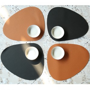Nordic PVC Leather Chic Tableware Pad Curve Placemat Waterproof Table Mat Bowl Mat Washable Washable Irregular Place Mat