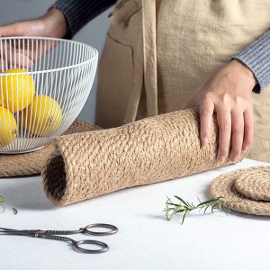 Rattan Cup Coasters Dining Table Mat Heat resistant Holder Hand Woven jute Flax oval Wicker Drink Coaster cotton linen Placemats