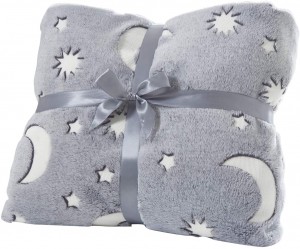 ready to ship Luminous blanket new product best selling items Striped flannel fleece sofa glow in the dark blanket