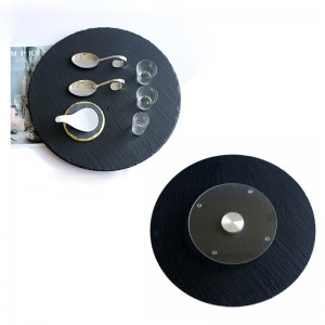 Factory custom can add logo stone SLATE western place mat steak flat plate dim sum fruit cake sushi plate