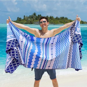 Personalised Beach Towel With Logo Custom Printed Sublimation Beach Towel oversized Sand Free microfiber beach towel