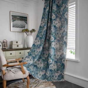 Chic Design Window Panel American woven paint flower Jacquard Curtain