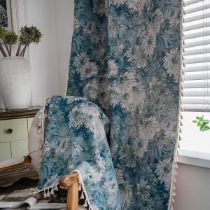 Chic Design Window Panel American woven paint flower Jacquard Curtain