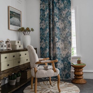 Chic Design Window Panel American woven paint flower Jacquard Curtain