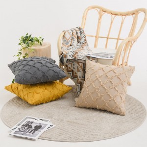 Cotton Linen Cut Flower Pillow Cover Cushion Cover Lumbar Pillow Pillow