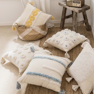 Cotton Wholesale Home Decorative Woven Throw Pillow Covers Boho Tassel Tufted Luxury Macrame Boho Pillow Covers