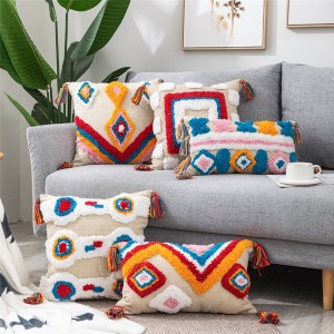 Cotton Wholesale Home Decorative Woven Throw Pillow Covers Boho Tassel Tufted Luxury Macrame Boho Pillow Covers