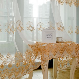 Embroidery window sheer curtains living room simple european style curtain design for bedroom
