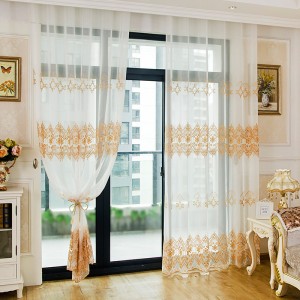 Embroidery window sheer curtains living room simple european style curtain design for bedroom