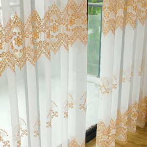Embroidery window sheer curtains living room simple european style curtain design for bedroom