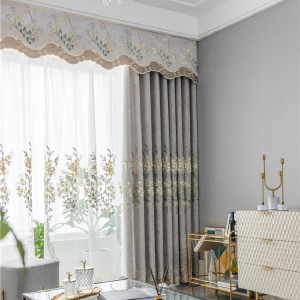 European gray living room cotton and linen chenille embroidered curtains curtains window screening