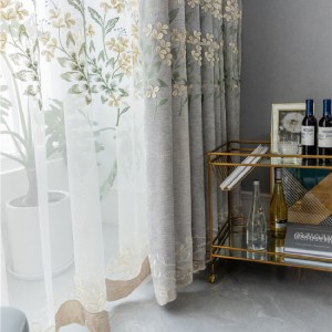 European gray living room cotton and linen chenille embroidered curtains curtains window screening