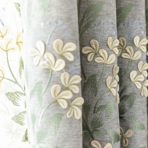 European gray living room cotton and linen chenille embroidered curtains curtains window screening