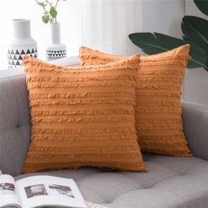 Fabric Pillow Square Solid Color Cotton Linen Pillow Back Back Cut Flower Tassel Sofa Pillow Cushion