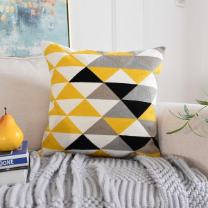 Fabric Sofa Pillow Geometric Triangle Embroidered Pillowcase Pillow