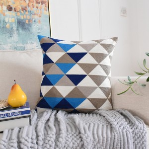 Fabric Sofa Pillow Geometric Triangle Embroidered Pillowcase Pillow