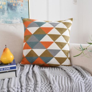 Fabric Sofa Pillow Geometric Triangle Embroidered Pillowcase Pillow