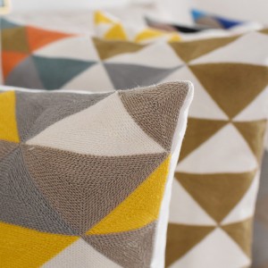 Fabric Sofa Pillow Geometric Triangle Embroidered Pillowcase Pillow