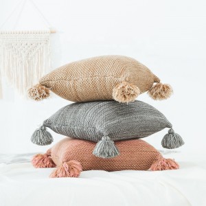 Factory Price Home Knit Decorative Couch Pillow Cushion With Tassel