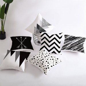 Geometric Abstract Triangle Strip Throw Pillow Covers Modern Velvet Pillow Cushion Cover